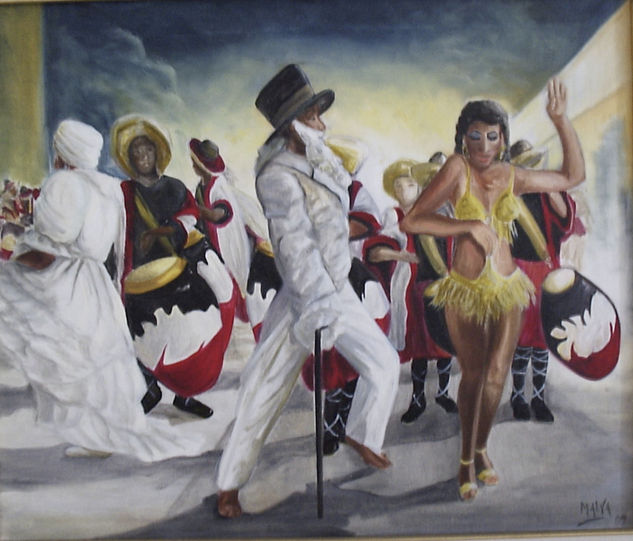 Candombe con Vedette Oil Canvas Figure Painting