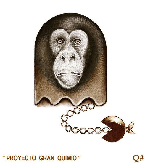 " PROYECTO GRAN QUIMIO ( Serie Sueños sobre el Cáncer Q#nº3: "SIMIOTERAPIA" ) Lápiz