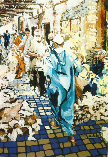 Mercado de pieles de Marrakech Oil Canvas Landscaping