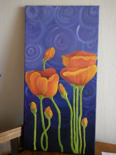 Amapolas Oil Textile Floral Painting