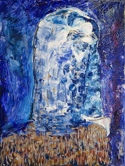 EL BESO DE HIELO (Homenaje a Klimt) Mixed media Canvas Figure Painting