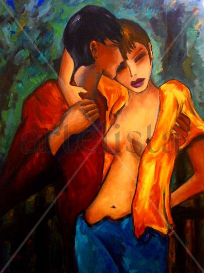 (es copia) AMANTES Oil Canvas Figure Painting