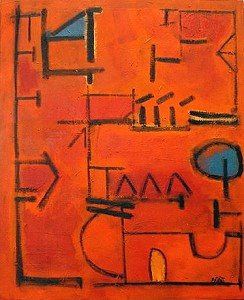 "Pasos bajo el sol", Mixta sobre tela, 90 x 110 cm, 2004©Ezequiel Barakat.