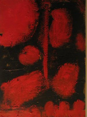 "Rosso,nero,nero, rosso" Díptico, Mixta sobre tela, 40 x 150 cm. 2006