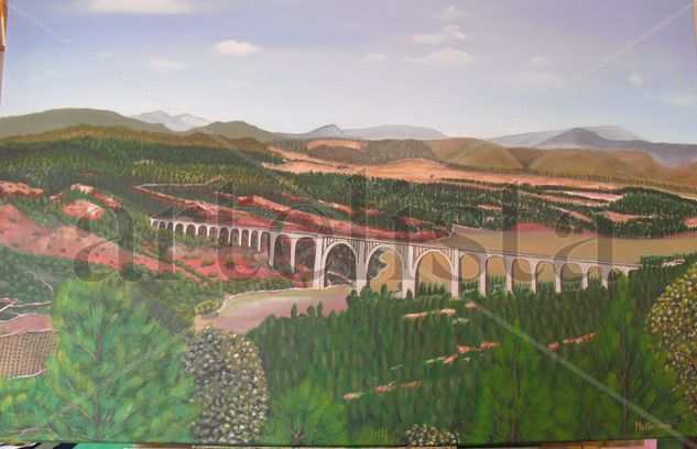 Viaducto Torres Quevedo o sobre el rio Narboneta Acrylic Canvas Landscaping