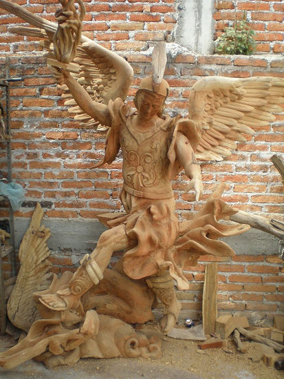 Arcangel San Miguel Wood Figurative