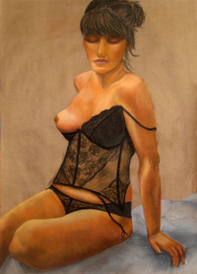 Sensual y Despojada Pastel Paper Nude Paintings