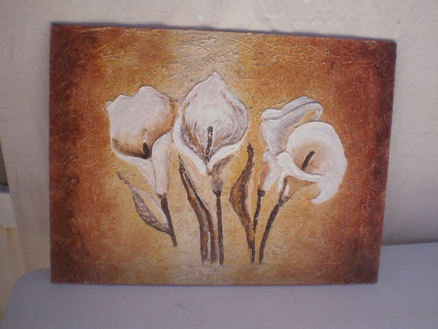 calas Mixed media Panel Floral Painting