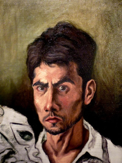 Autorretrato con máscara (detalle) Oil Canvas Portrait