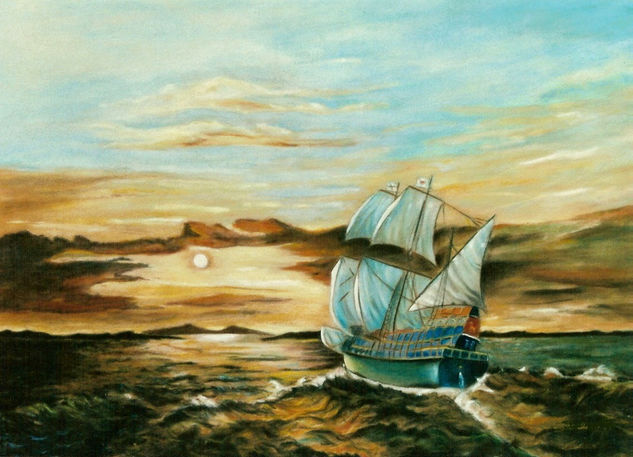 LA CIERVA DORADA (John Hamilton) Pastel Canvas Landscaping