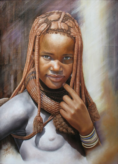 Niña de raza negra Oil Canvas Portrait