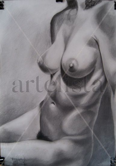 Dibujo Inspirado en Desnudo de Madona Grafito