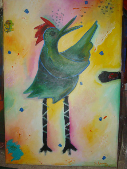 pajaro despues de un derrame de petroleo Acrylic Textile Figure Painting