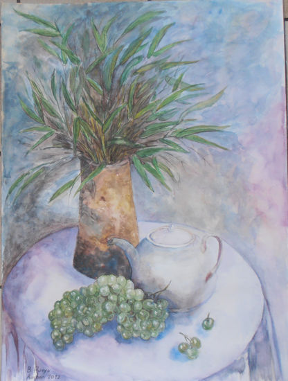 bodegon con tetera Watercolour Paper Still Life Paintings