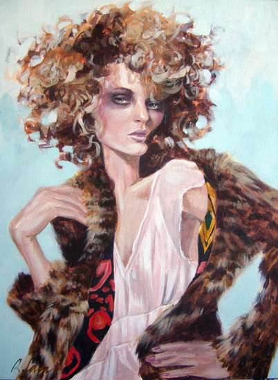 LA CHICA SALVAJE; THE WILD GIRL Acrylic Canvas Portrait