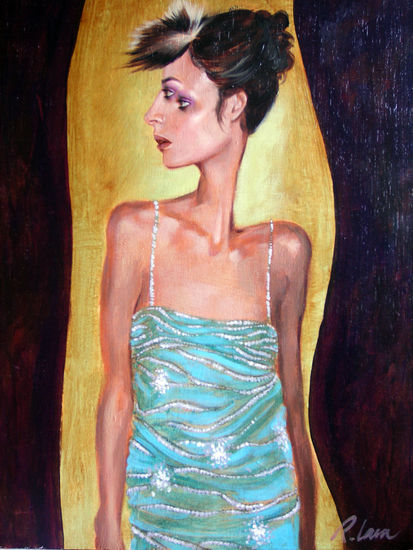 EL VESTIDO AZUL; THE BLUE DRESS Acrylic Canvas Portrait