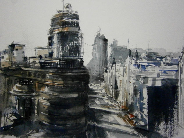 Gran via. Watercolour Paper Landscaping