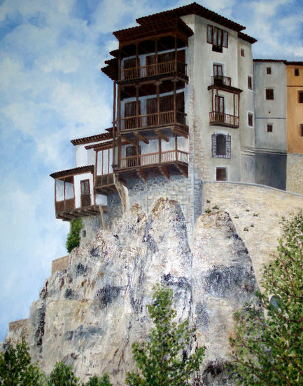 Casas colgadas en primavera(Cuenca) Oil Canvas Landscaping