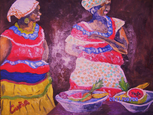 MORENAS Y FRUTAS Oil Canvas Figure Painting