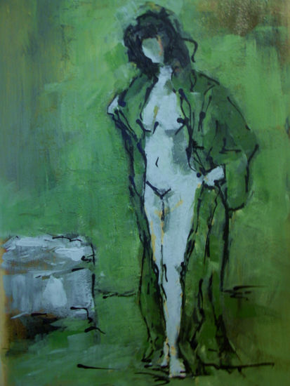 bata verde Acrylic Card Nude Paintings