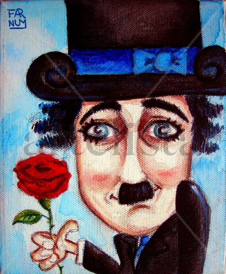 Chaplin in Love Acrylic Canvas Figure Painting