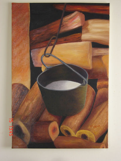 La olla de fierro. Oil Canvas Still Life Paintings