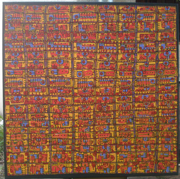 MUniEK # 619 – 100cm x 100cm – mundo tapíz 160 acrílico sobre tela