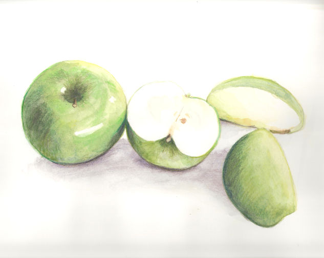 dos manzanas Watercolour Paper Still Life Paintings