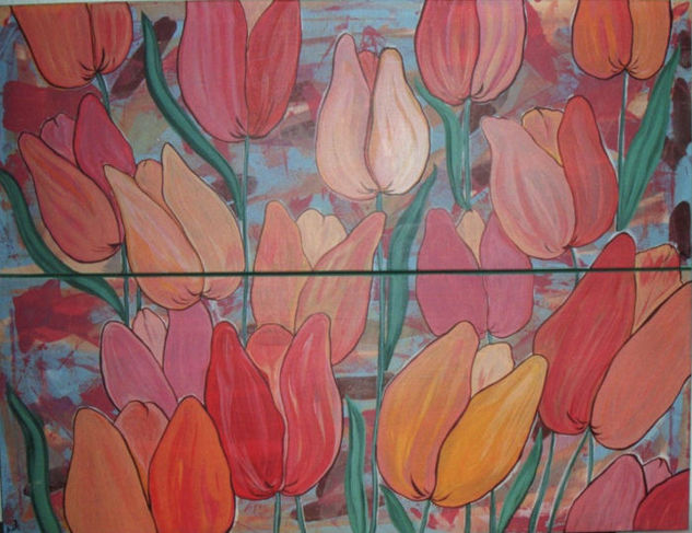 Tulipanes Acrylic Canvas Floral Painting