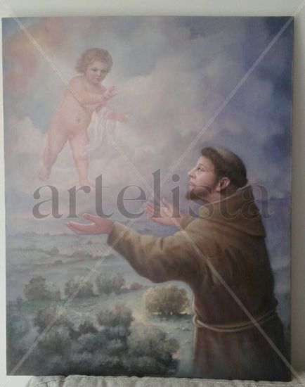 Niño Jesus Óleo Lienzo Figura