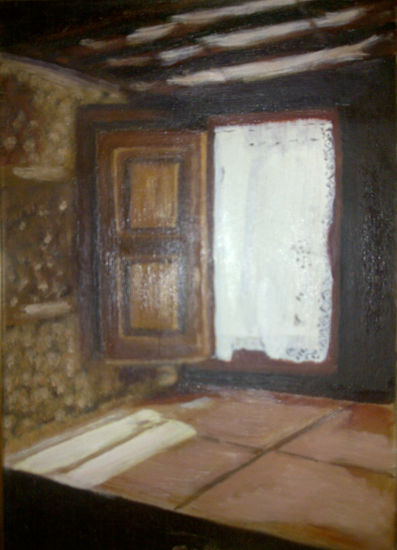 Ventana con visillo Oil Canvas Landscaping