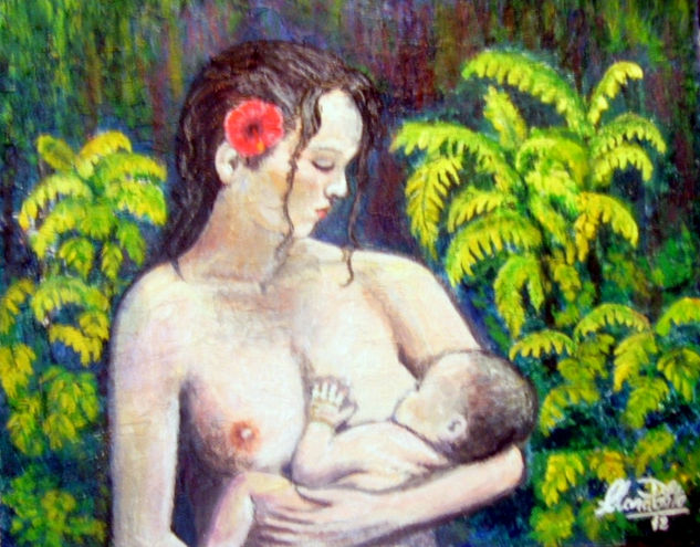 Maternidad 2 Acrylic Panel Figure Painting