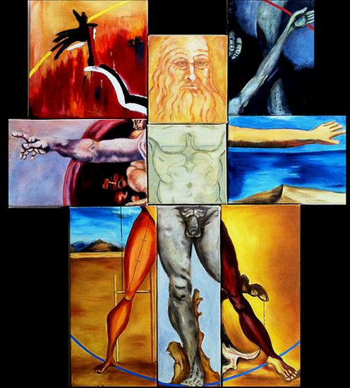 Hombre Vitruvio Mixed media Canvas Figure Painting