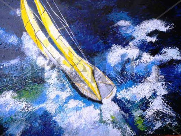 A Toda Marcha Oil Canvas Marine Painting