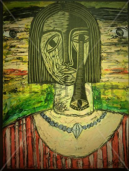 Mujer con diamante  (2012) Mixed media Panel Figure Painting