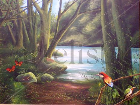 Aves junto al rio