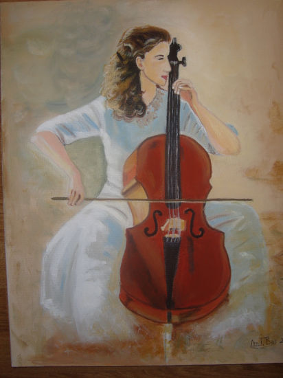 Violonchelo. Acrylic Canvas Figure Painting