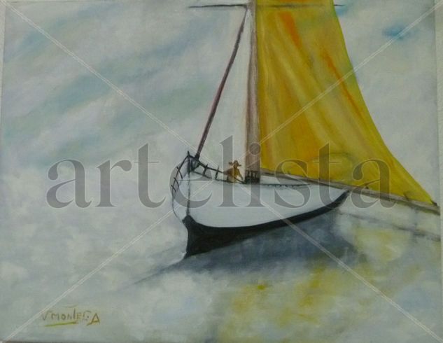 El barco en la niebla Oil Canvas Marine Painting