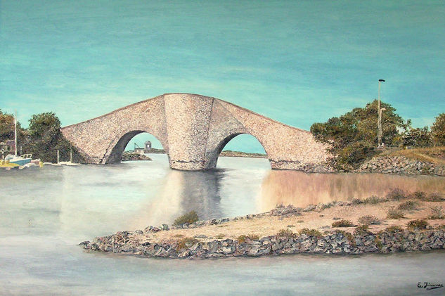 Puente de la Veneziola Oil Panel Landscaping