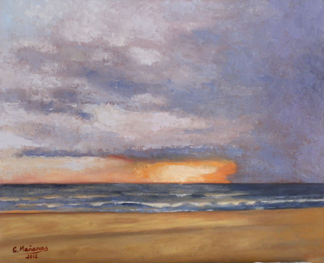 Tormenta  en Caparica. Oil Others Marine Painting