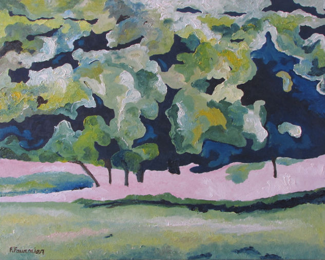 The Blue and Green Trees Oil Canvas Landscaping