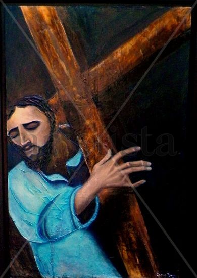 "ENCUENTRO CON CRISTO" Oil Canvas Figure Painting