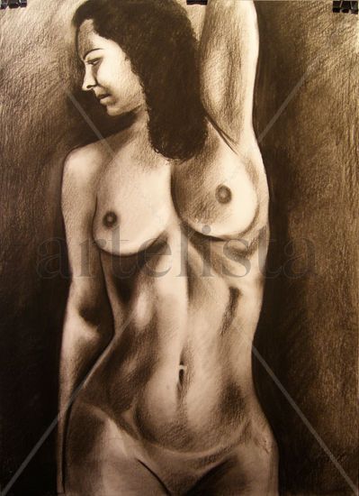 Desnudo con el brazo levantado Charcoal