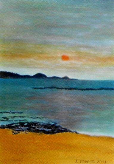 Atardecer en la playa de Las Canteras Pastel Papel Paisaje