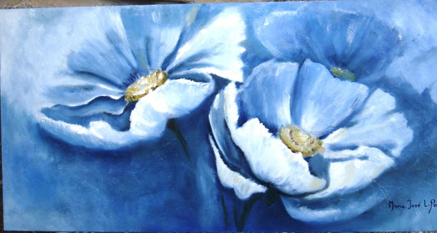 Flores Blancas Oil Panel Floral Painting