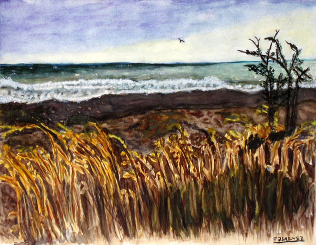 playa salvaje en Málaga Watercolour Paper Marine Painting