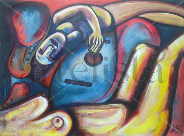 Sinfonia No. 69 em B menor. Acrylic Canvas Figure Painting