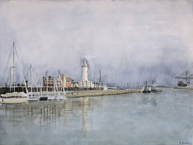 Málaga hacia el mar Watercolour Paper Marine Painting