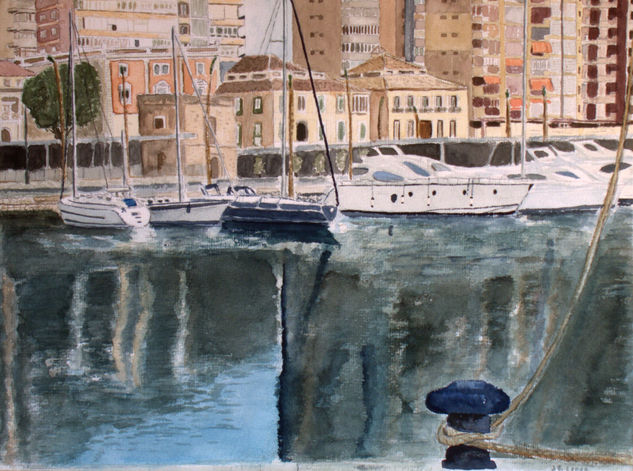 el puerto, Málaga Watercolour Paper Marine Painting