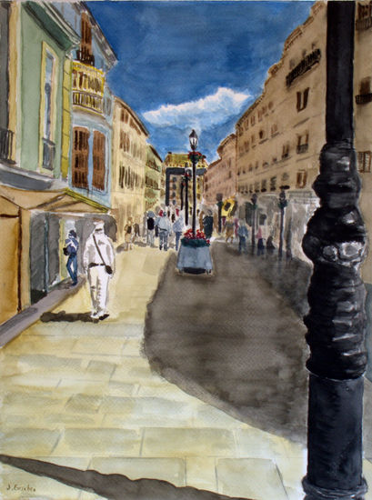 mediodia en calle Larios Watercolour Paper Landscaping